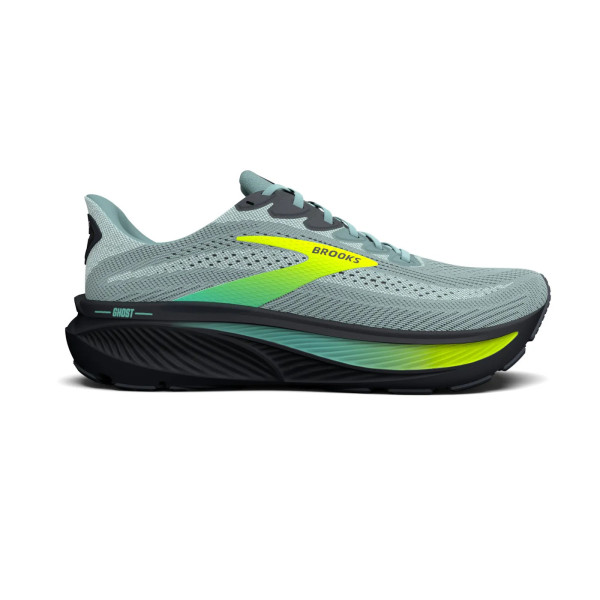 BROOKS GHOST 17 VERDE GRIS ZAPATILLA RUNNING HOMBRE VISTA LATERAL,ARISTARUN