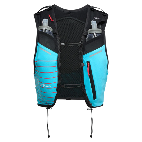 LA SPORTIVA TRAIL VEST 5L CHALECO HIDRATACIÓN NEGRO AZUL VISTA FRONTAL,ARISTARUN