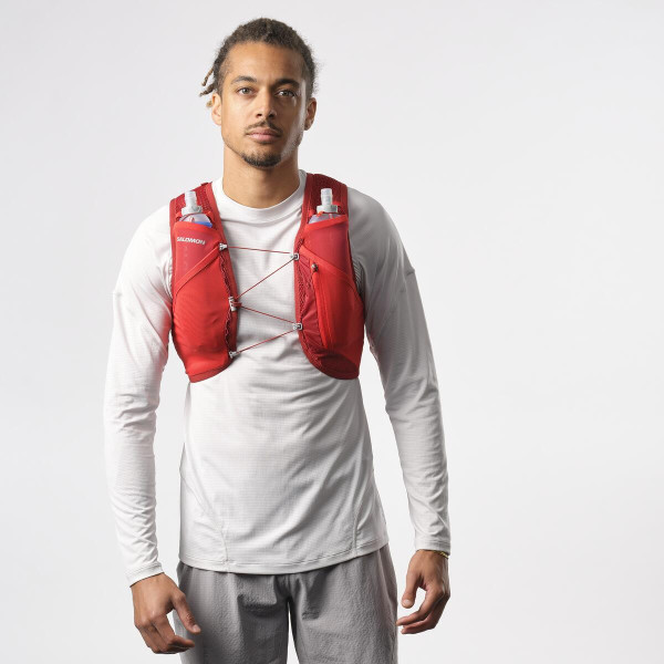 SALOMON ACTIVE SKIN 4 ROJO CHALECO HIDRATACIÓN VISTA COMPLETA,ARISTARUN