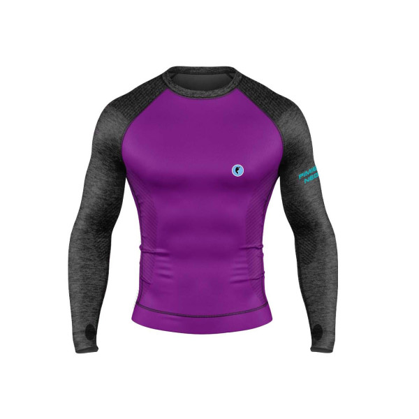PIMIENTO NEGRO CAMISETA TERMORREGULADORA MORADO GRIS VISTA FRONTAL,ARISTARUN
