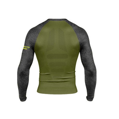 PIMIENTO NEGRO CAMISETA TERMORREGULADORA VERDE GRIS VISTA FRONTAL,ARISTARUN 2