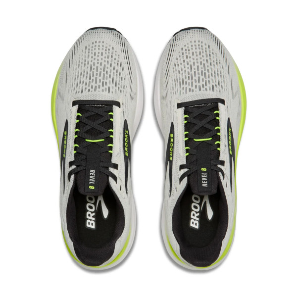 BROOKS REVEL 8 BLANCO AMARILLO ZAPATILLAS RUNNING HOMBRE VISTA SUPERIOR,ARISTARUN
