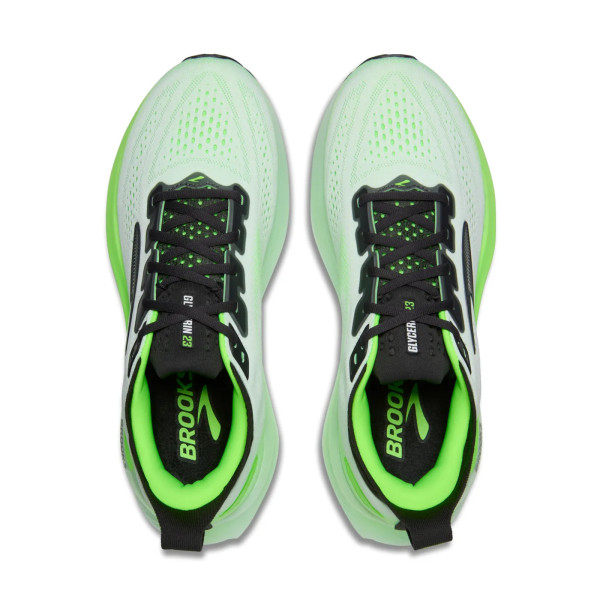 BROOKS GLYCERIN 23 BLANCO VERDE ZAPATILLAS RUNNING HOMBRE VISTA SUPERIOR,ARISTARUN