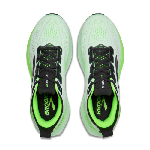 BROOKS GLYCERIN 23 BLANCO VERDE ZAPATILLAS RUNNING HOMBRE VISTA SUPERIOR,ARISTARUN