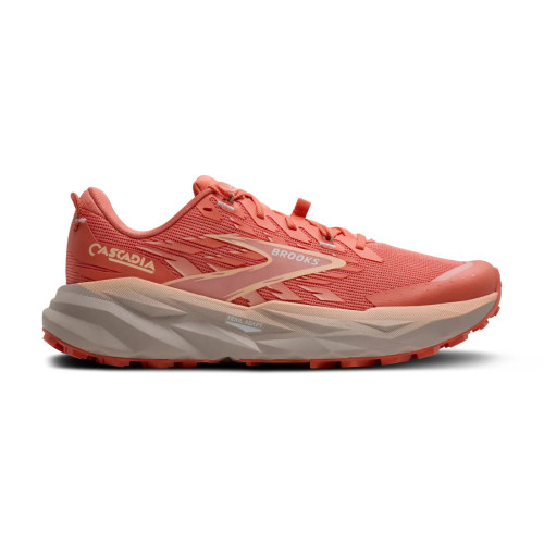 BROOKS CASCADIA 19 CORAL ZAPATILLAS TRAIL MUJER VISTA EXTERIOR,ARISTARUN