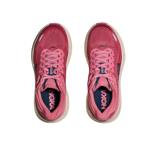 HOKA BONDI 9 ROSA BLANCO ZAPATILLAS RUNNING MUJER VISTA SUPERIOR,ARISTARUN