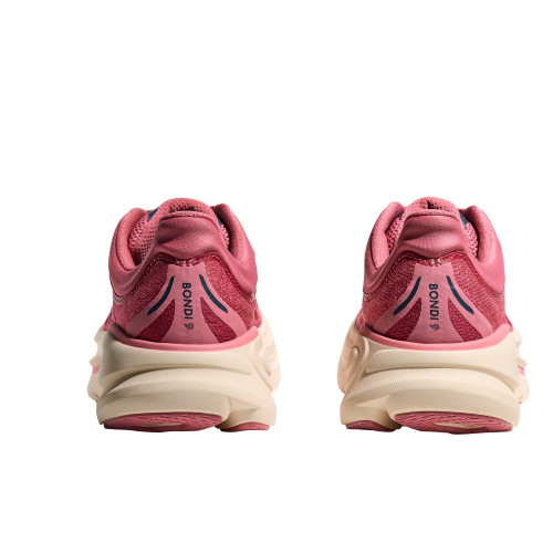 HOKA BONDI 9 ROSA BLANCO ZAPATILLAS RUNNING MUJER VISTA ANTERIOR,ARISTARUN