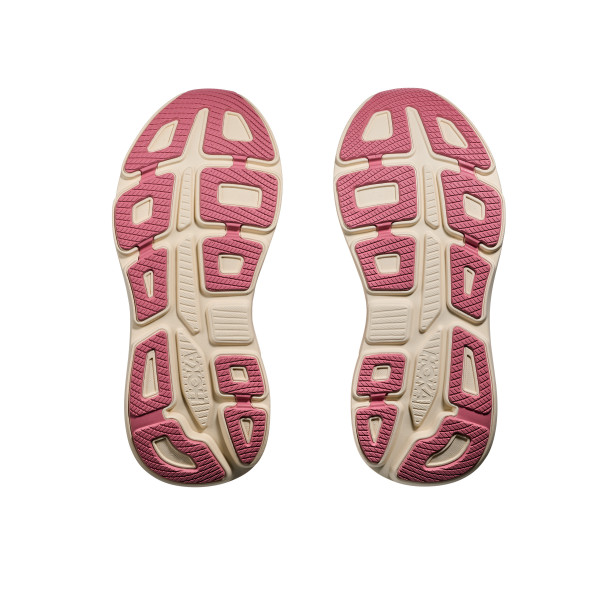 HOKA BONDI 9 ROSA BLANCO ZAPATILLAS RUNNING MUJER VISTA SUELA,ARISTARUN