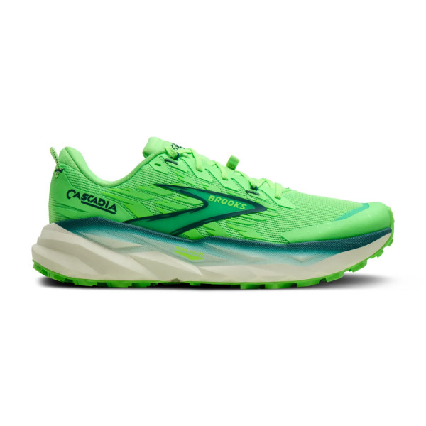 BROOKS CASCADIA 19 VERDE ZAPATILLAS TRAIL HOMBRE VISTA EXTERIOR,ARISTARUN