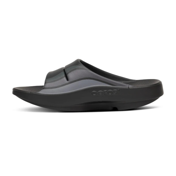 OOFOS OOAHH SPORT SANDALIA DE RECUPERACIÓN BLACK-WAVE UNISEX VISTA LATERAL INTERIOR, ARISTARUN
