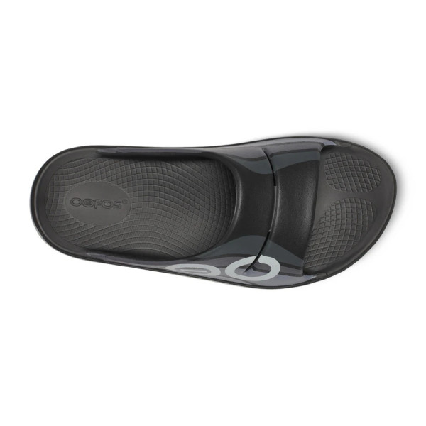 OOFOS OOAHH SPORT SANDALIA DE RECUPERACIÓN BLACK-WAVE UNISEX VISTA ARRIBA, ARISTARUN