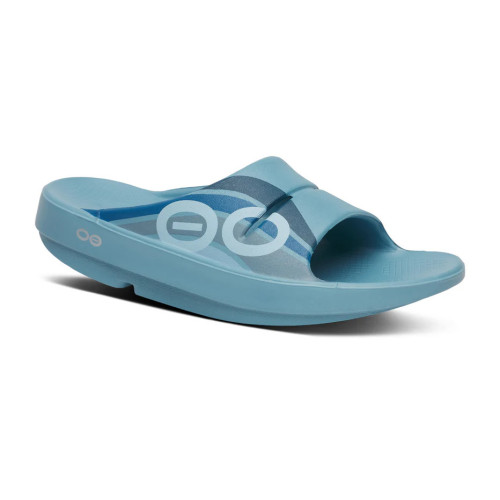 OOFOS OOAHH SPORT SANDALIA DE RECUPERACION OCEAN BLUE WAVE UNISEX VISTA EXTERIOR, ARISTARUN