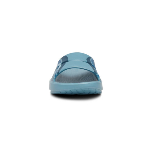 OOFOS OOAHH SPORT SANDALIA DE RECUPERACION OCEAN BLUE WAVE UNISEX VISTA FRONTAL, ARISTARUN