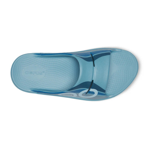 OOFOS OOAHH SPORT SANDALIA DE RECUPERACION OCEAN BLUE WAVE UNISEX VISTA ARRIBA, ARISTARUN