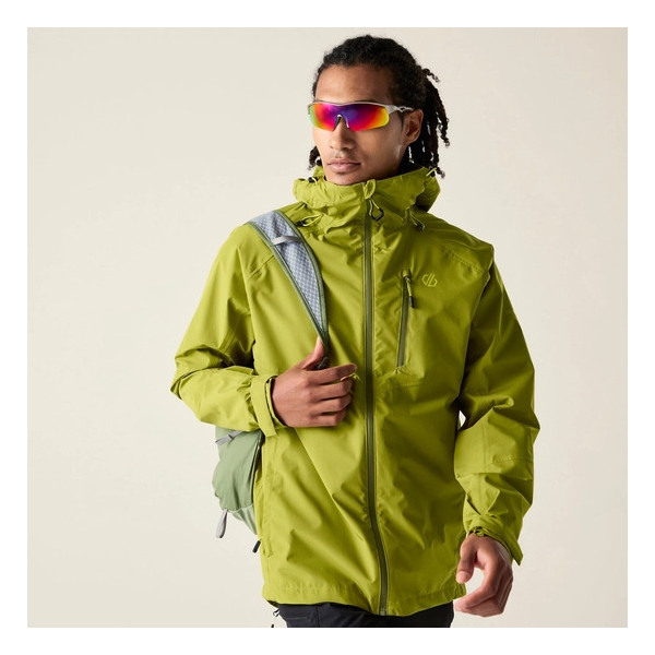 DARE 2B CHAQUETA IMPERMEABLE TORREK BREATHE OUT HOMBRE VERDE PISTACHO VISTA FRONTAL, ARISTARUN