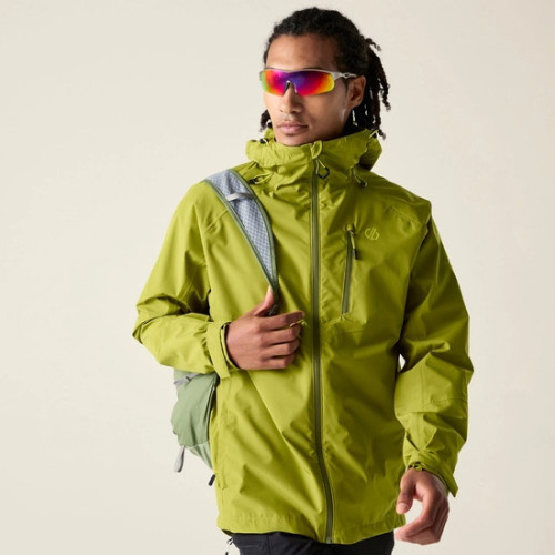 DARE 2B CHAQUETA IMPERMEABLE TORREK BREATHE OUT HOMBRE VERDE PISTACHO VISTA FRONTAL, ARISTARUN