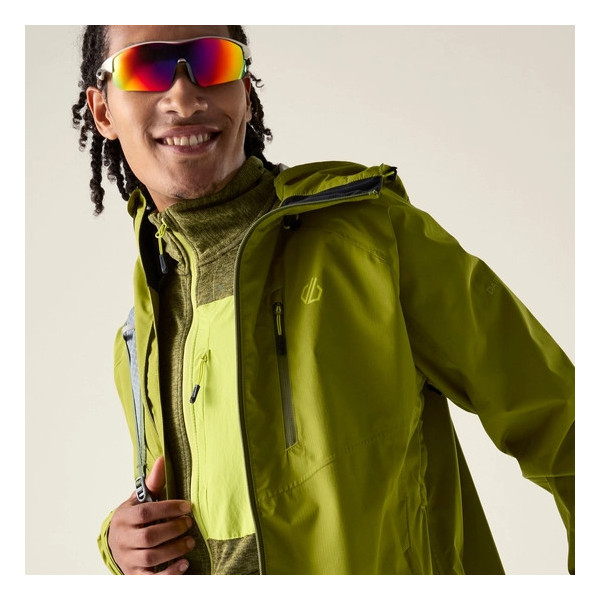 DARE 2B CHAQUETA IMPERMEABLE TORREK BREATHE OUT HOMBRE VERDE PISTACHO VISTA APERTURA, ARISTARUN