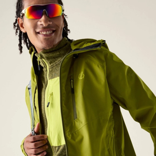 DARE 2B CHAQUETA IMPERMEABLE TORREK BREATHE OUT HOMBRE VERDE PISTACHO VISTA APERTURA, ARISTARUN