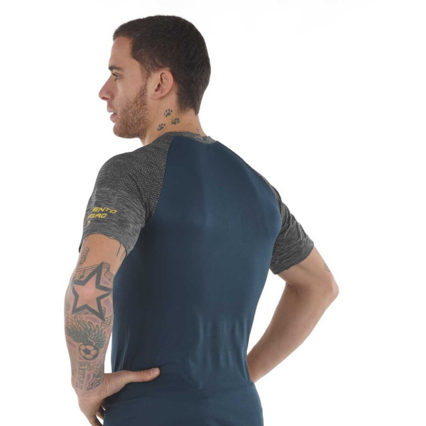 PIMIENTO NEGRO CAMSIETA TERMORREGULADORA AZUL MANGA CORTA UNISEX VISTA ANTERIOR,ARISTARUN