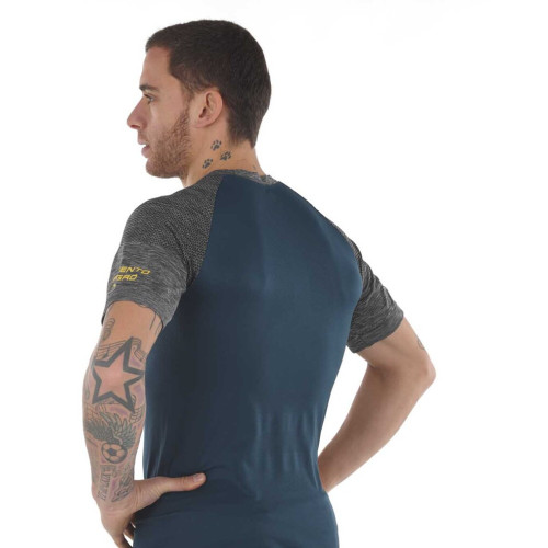 PIMIENTO NEGRO CAMSIETA TERMORREGULADORA AZUL MANGA CORTA UNISEX VISTA ANTERIOR,ARISTARUN