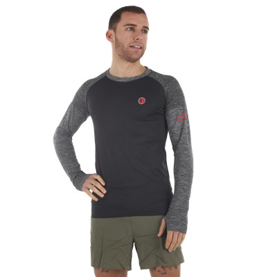 PIMIENTO NEGRO CAMISETA TERMORREGULADORA NEGRA GRIS VISTA DELANTERA HOMBRE, ARISTARUN