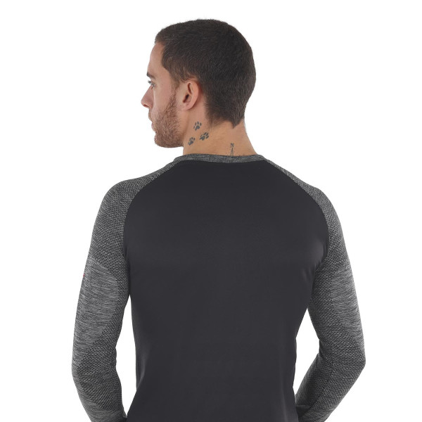 PIMIENTO NEGRO CAMISETA TERMORREGULADORA NEGRA GRIS VISTA TRSASERA HOMBRE, ARISTARUN