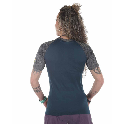 PIMIENTO NEGRO CAMSIETA TERMORREGULADORA AZUL MANGA CORTA UNISEX VISTA TRASERA,ARISTARUN