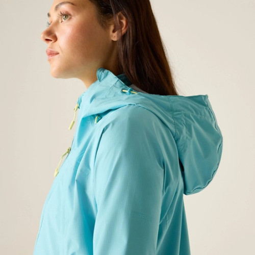 DARE 2B CHAQUETA IMPERMEABLE TORREK BREATHE EASY CELESTE MUJER VISTA LATERAL, ARISTARUN