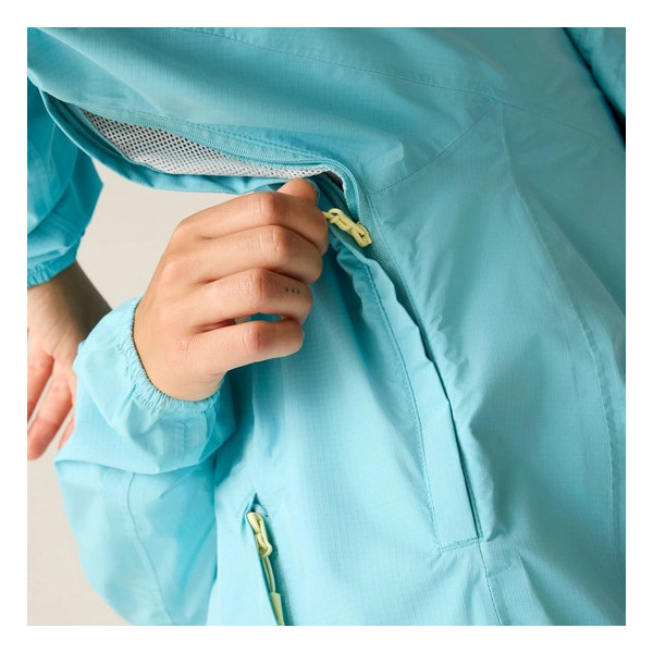 DARE 2B CHAQUETA IMPERMEABLE TORREK BREATHE EASY CELESTE MUJER VISTA CREMALLERA, ARISTARUN