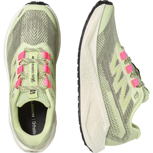 SALOMON AERO BLAZE 3 AMARILLO FLUOR ZAPATILLAS GRAVEL MUJER VISTA PAR,ARISTARUN