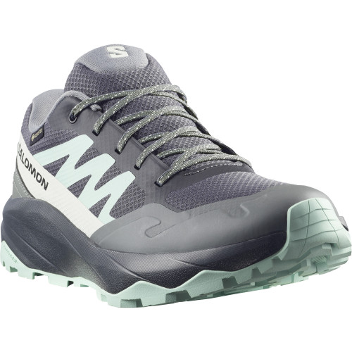 SALOMON OUTSCAPE GTX W GRIS CELESTE ZAPATILLAS TREKKING VISTA PERFIL, ARISTARUN