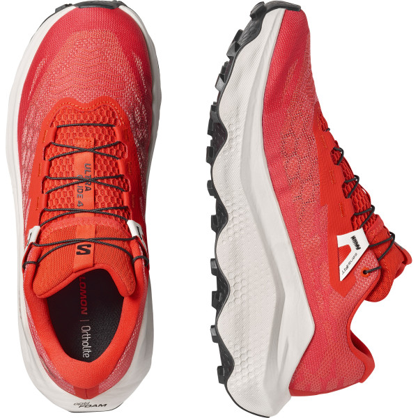 SALOMON ULTRA GLIDE 4 ROJO BLANCO ZAPATILLAS TRAIL HOMBRE VISTA PAREJAS, ARISTARUN