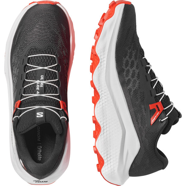 SALOMON ULTRA GLIDE 4 NEGRO ROJO ZAPATILLAS TRAIL HOMBRE VISTA PAREJA, ARISTARUN