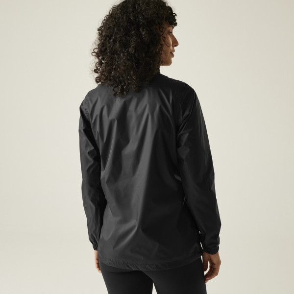 REGATTA CORINNE IV NEGRO CHAQUETA IMPERMEABLE VISTA ESPALDA, ARISTARUN