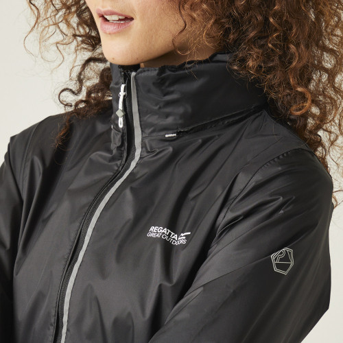 REGATTA CORINNE IV NEGRO CHAQUETA IMPERMEABLE VISTA CREMALLERA REFLECTANTE2, ARISTARUN
