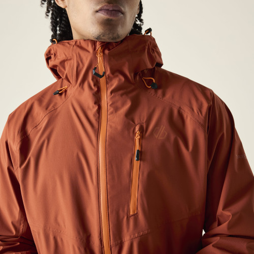 DARE 2B  TORREK BREATHE OUT HOMBRE NARANJA CHAQUETA IMPERMEABLE VISTA FRONTAL AMPLIADO, ARISTARUN