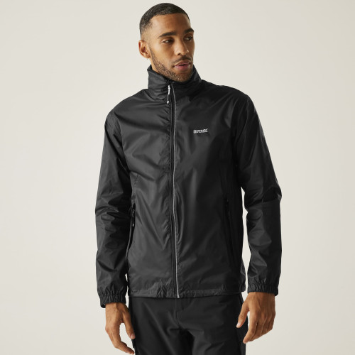 REGATTA LYLE IV  NEGRA CHAQUETA  IMPERMEABLE VISTA FRENTE, ARISTARUN
