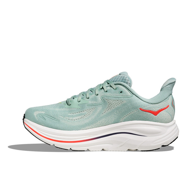 HOKA CLIFTON 10 VERDE ROJO ZAPATILLAS ASFALTO HOMBRE VISTA INTERIOR,ARISTARUN