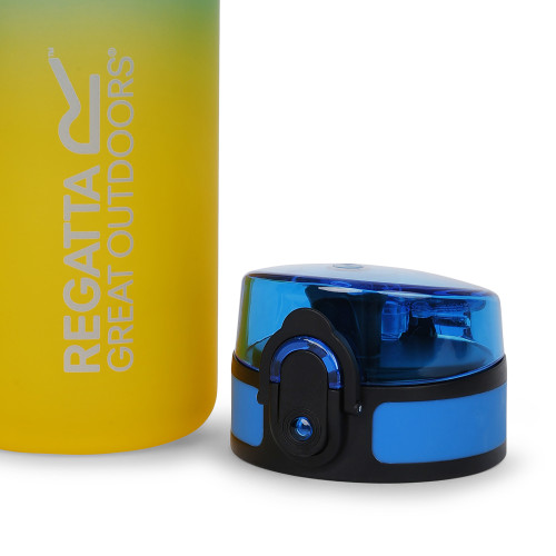 REGATTA BOTELLA FLIP TRITAN 0.6L AZUL AMARILLA VISTA TAPON AMPLIADO, ARISTARUN