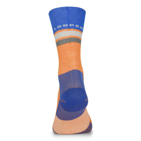 LORPEN PRO RUN CREW  AZUL NARANJA CALCETINES RUNNING VISTA TRASERA, ARISTARUN