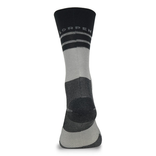 LORPEN PRO RUN CREW GRIS NEGRO CALCETINES RUNNING VISTA TRASERA, ARISTARUN