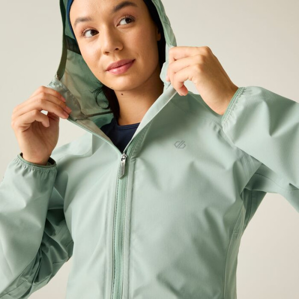 DARE2B ULTRALITE W VERDE GLACIAR CHAQUETA IMPERMEABLE MUJER GORRO, ARISTARUN