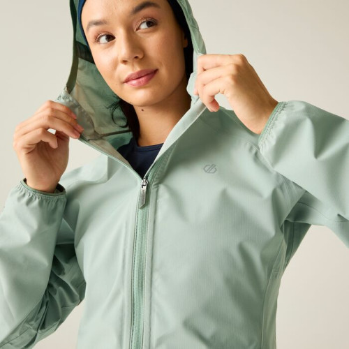 DARE2B ULTRALITE W VERDE GLACIAR CHAQUETA IMPERMEABLE MUJER GORRO, ARISTARUN