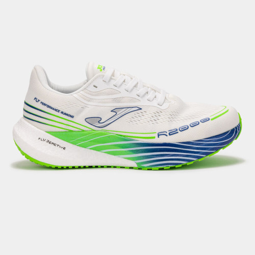 JOMA R2000 BLANCO VERDE ZAPATILLAS RUNNING HOMBRE VISTA EXTERIOR,ARISTARUN