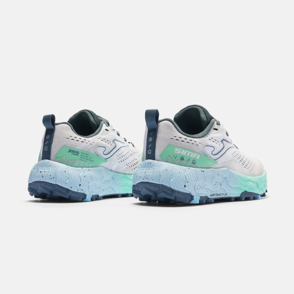 JOMA SIMA BLANCO AZUL ZAPATILLAS TRAIL MUJER VISTA TRASERA,ARISTARUN