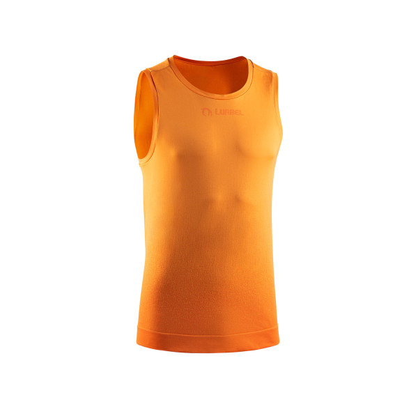 LURBEL SAMBA SINGLET NARANJA CAMISETA TRAIL RUNNING VISTA FRONTAL, ARISTARUN