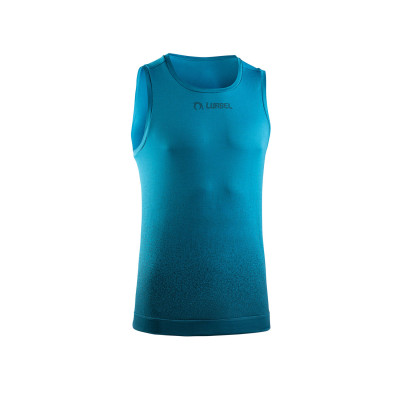 LURBEL SAMBA SINGLET AZUL CAMISETA TRAIL RUNNING VISTA FRONTAL, ARISTARUN