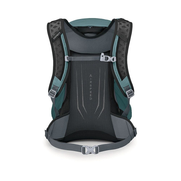 OSPREY HIKELITE 26 AZUL CASCADA MOCHILA TREKKING VISTA TRASERA, ARISTARUN