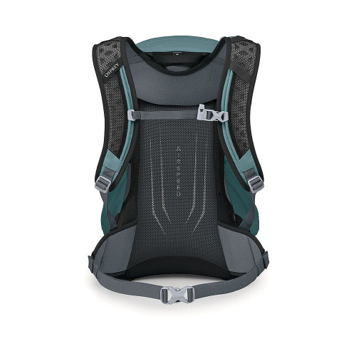 OSPREY HIKELITE 26 AZUL CASCADA MOCHILA TREKKING VISTA TRASERA, ARISTARUN