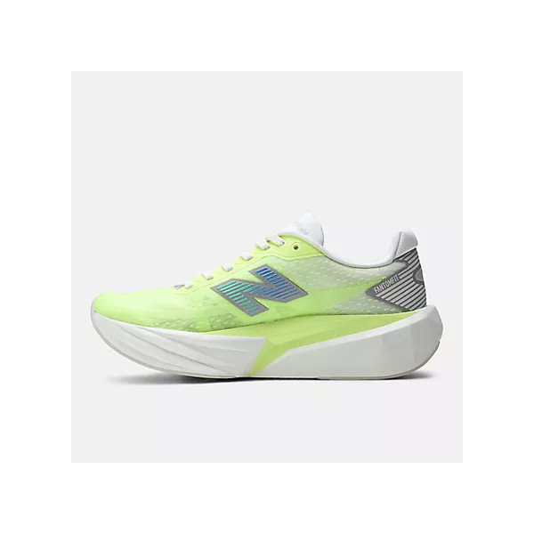 NEW BALANCE FUELCELL REBEL v5 BLANCO AMARILLO ZAPATILLAS RUNNING MUJER VISTA INTERIOR, ARISTARUN